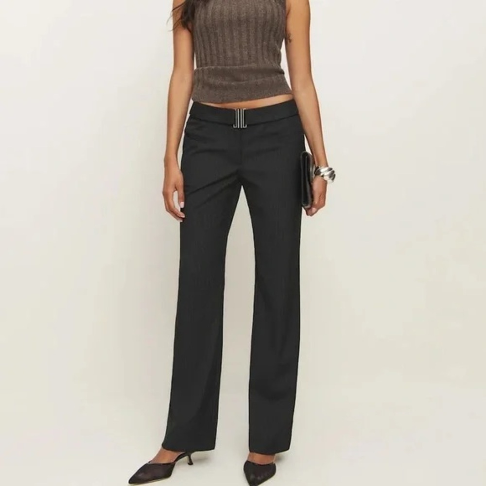 Never worn Reformation Camille Rowe Charcoal Pinstripe Trousers